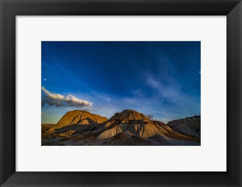 Framed Moonrise Over Dinosaur Provincial Park, Alberta, Canada Print