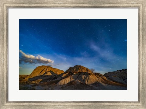 Framed Moonrise Over Dinosaur Provincial Park, Alberta, Canada Print
