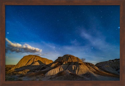 Framed Moonrise Over Dinosaur Provincial Park, Alberta, Canada Print