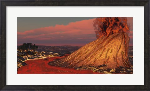 Framed Plumes Of Smoke Belch from a Hawaiian Volcano Print