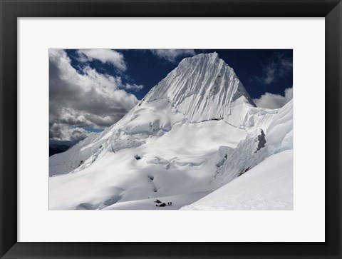 Framed Advanced Campsite on Nevado Alpamayo Mountain, Peru Print