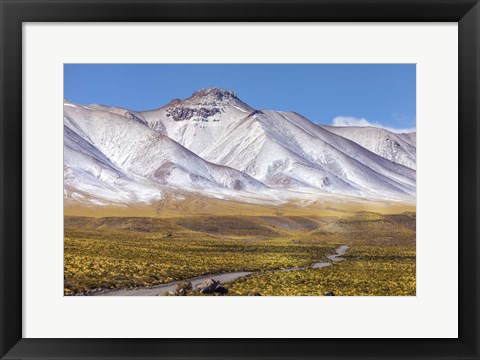 Framed Panoramic View Of the Lascar Volcano Complex in Chile Print