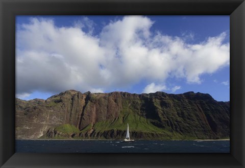 Framed Sailboat Along the Na Pali Coast, Kauai Print