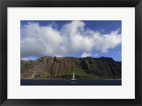 Framed Sailboat Along the Na Pali Coast, Kauai Print