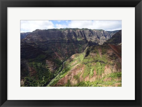 Framed Aerial View Of Waimea Canyon Print