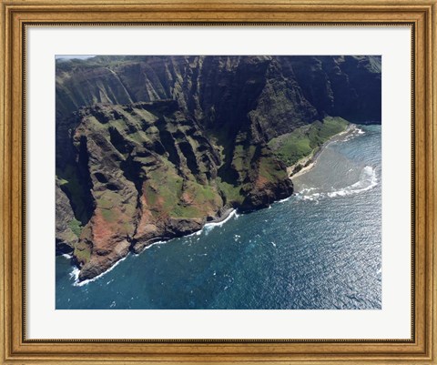 Framed Aerial View Of Na Pali Coast, Kauai, Hawaii Print
