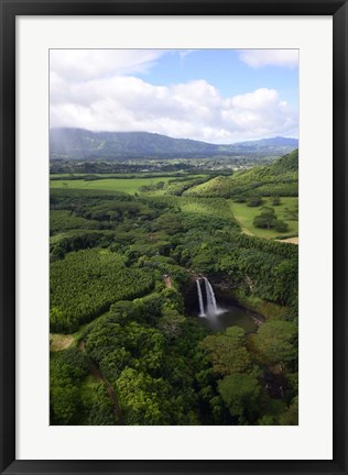 Framed Aerial View Of Wailua River State Park, Kauai, Hawaii Print