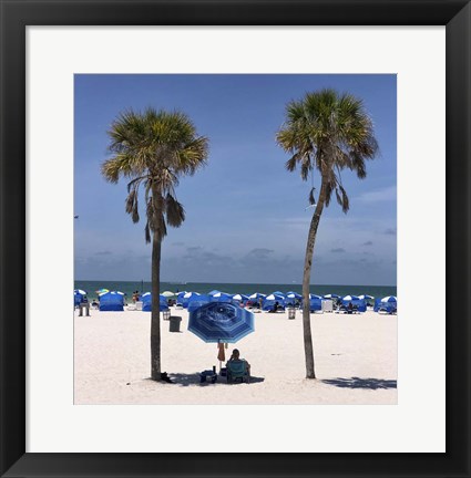 Framed Umbrella, Chairs and Palm Trees Print