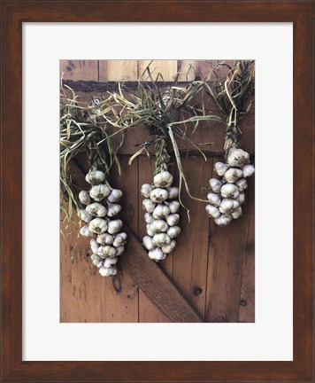 Framed Garlic Braids Hanging on a Barn Door Print