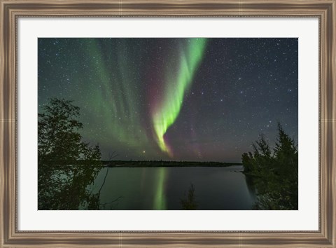 Framed Aurora and Big Dipper Over Tibbitt Lake Near Yellowknife Print