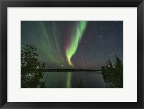 Framed Aurora and Big Dipper Over Tibbitt Lake Near Yellowknife Print