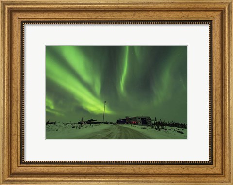 Framed Aurora and Cassiopeia Over the Churchill Northern Studies Centre Print