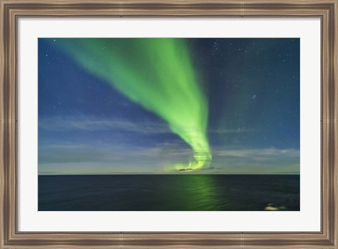 Framed Aurora in Moonlight Over the Barents Sea Print