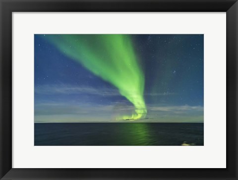 Framed Aurora in Moonlight Over the Barents Sea Print