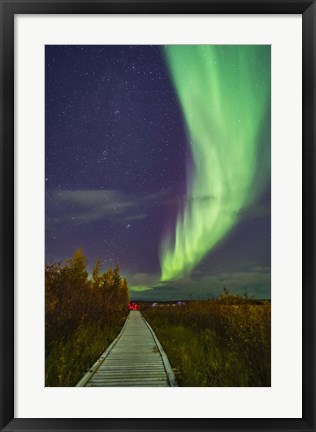 Framed Auroral Arc Over the Boardwalk at Rotary Park in Yellowknife Print