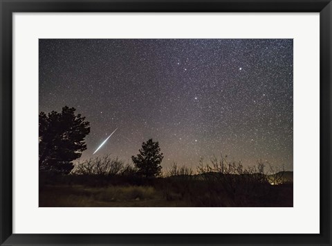 Framed Single Bright Meteor From the Geminid Meteor Shower of December 2017 Print