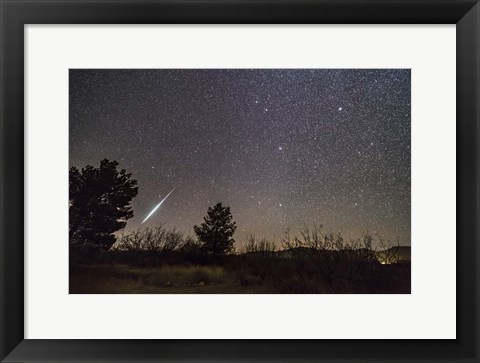 Framed Single Bright Meteor From the Geminid Meteor Shower of December 2017 Print