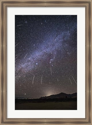 Framed Geminid Meteor Shower Raining Overhead Above the Chiricahua Mountains Print