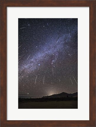 Framed Geminid Meteor Shower Raining Overhead Above the Chiricahua Mountains Print