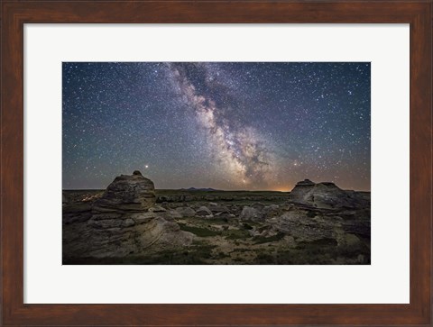 Framed Mars and the Galactic Center of Milky Way Over Writing-On-Stone Provincial Park Print