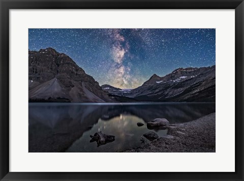 Framed Milky Way Setting Behind Bow Glacier at the End of Bow Lake Print