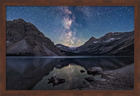 Framed Milky Way Setting Behind Bow Glacier at the End of Bow Lake Print