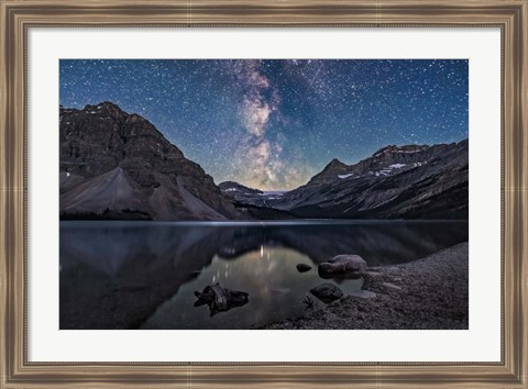 Framed Milky Way Setting Behind Bow Glacier at the End of Bow Lake Print