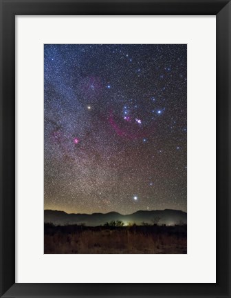 Framed Orion &amp; Sirius Rising Over the Peloncillo Mountains of Southwest New Mexico Print