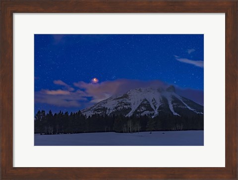 Framed Total Eclipse of the Moon Over the Canadian Rocky Mountains in Alberta Print