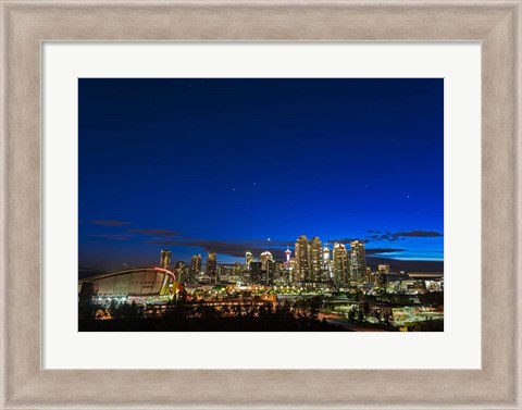 Framed Venus and Stars Setting Over the Skyline of Calgary Print