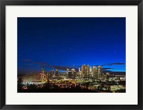 Framed Venus and Stars Setting Over the Skyline of Calgary Print