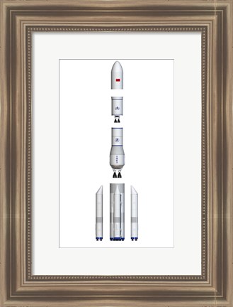 Framed Future Chinese Rocket, Long March 9, Side View - Exploded View Print