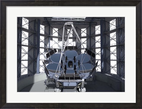 Framed Giant Magellan Telescope, Front View With Enclosure Print