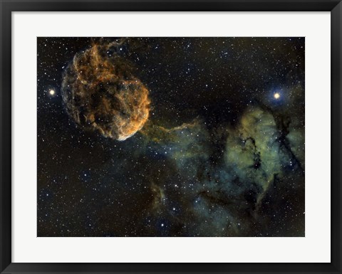 Framed Jellyfish Nebula, a Supernova Remnant in Gemini Print