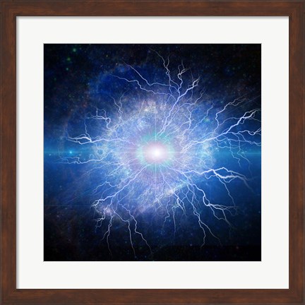 Framed Supernova, Galaxy in Eye Shape, With Lightning Print