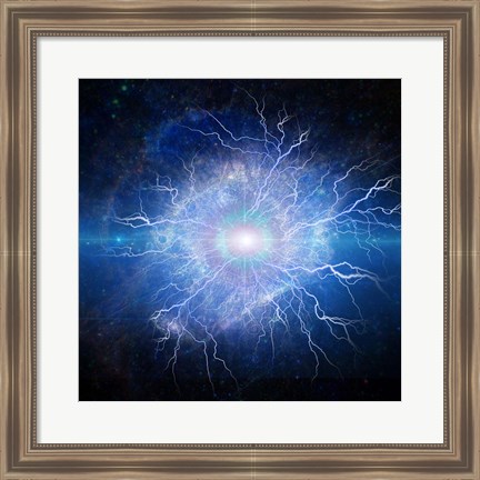 Framed Supernova, Galaxy in Eye Shape, With Lightning Print