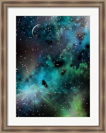 Framed Vivid Colors in Deep Space Print