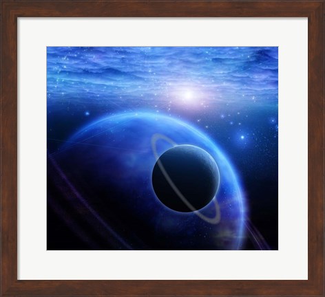 Framed Atmosphere and Planets in Open Space Print