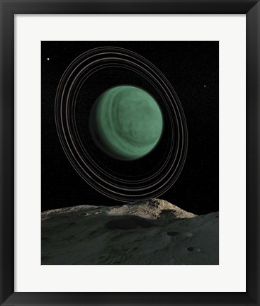 Framed Uranus Is Seen Above the Skies of a Passing Asteroid Print