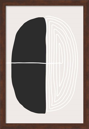 Framed Black and White Oval Print