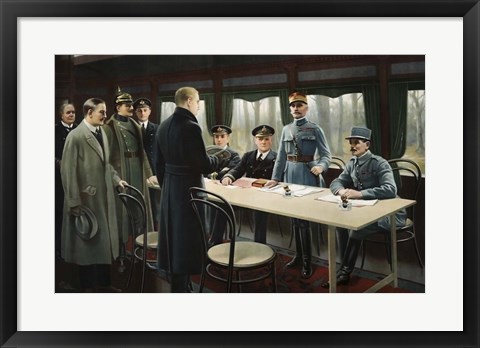 Framed Allied Nation Delegates awaiting the German delegation aboard a Train Print