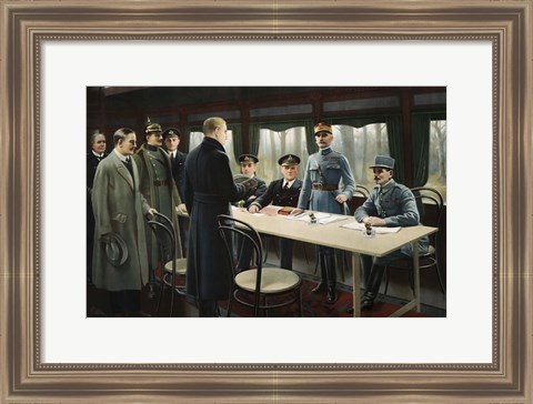 Framed Allied Nation Delegates awaiting the German delegation aboard a Train Print