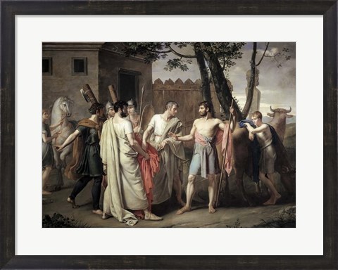 Framed Cincinnatus leaving the Plough to go dictate laws to Rome Print