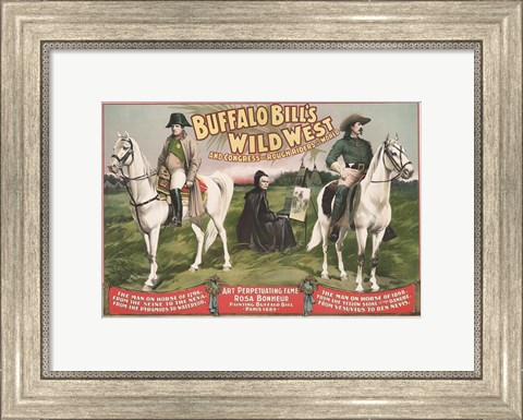 Framed Napoleon Bonaparte and Buffalo Bill on horseback Print