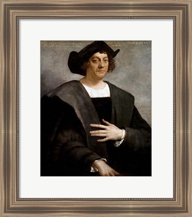 Framed Christopher Columbus, by Sebastiano del Piombo, 1519 Print