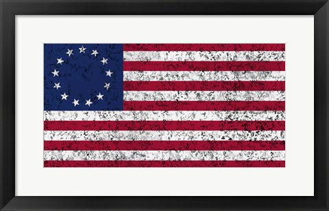 Framed 13 star Betsy Ross American flag Print