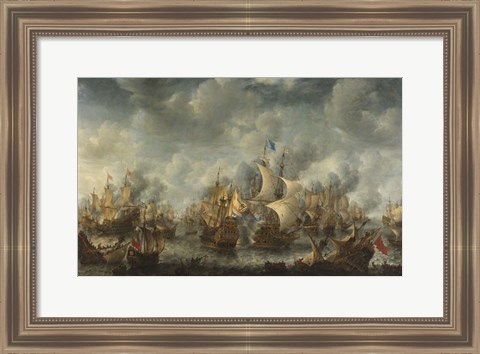 Framed Battle of Ter Heijde naval battle during the First Anglo-Dutch War Print