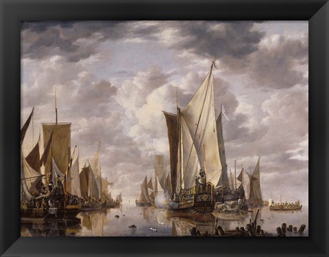 Framed Dutch East India Company grand ships at the Dutch port of Flushing Print