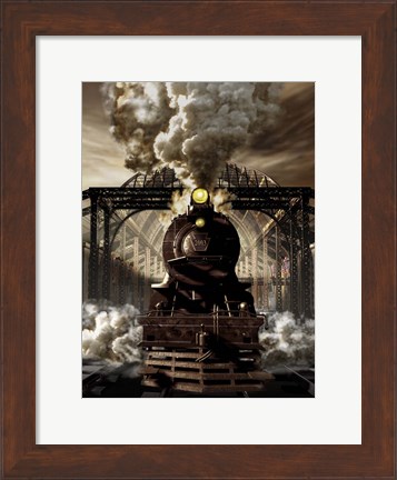 Framed Industrial age of Steam Engine Print