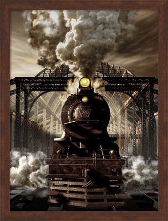 Framed Industrial age of Steam Engine Print